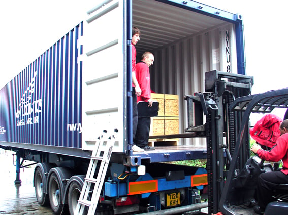 loading a shipping container for Australia