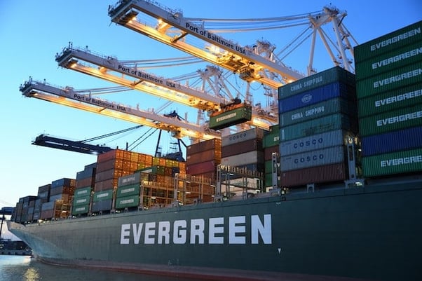 container ship moving household goods to australia