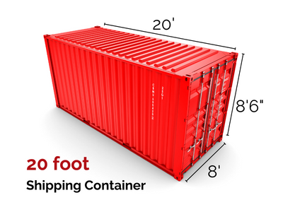 size of a 20ft shipping container for moving household goods to Australia 