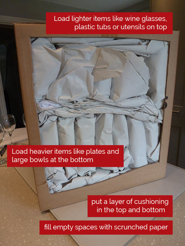 how to pack a kitchen box for moving house