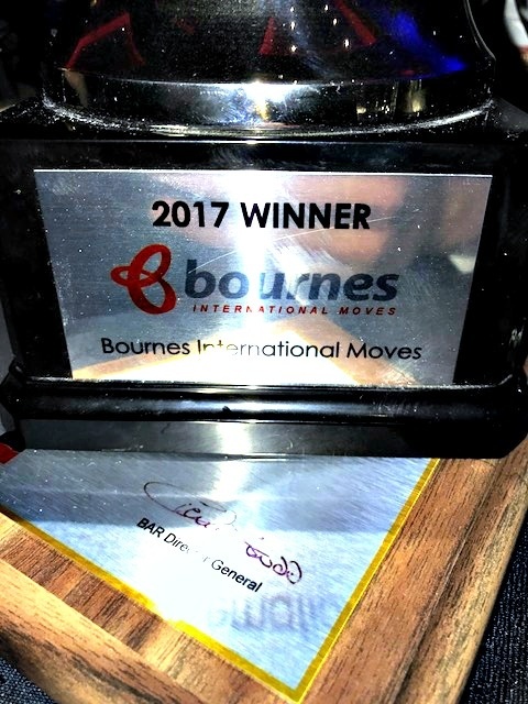 Bournes win best Overseas removal company 2017 award from the British Association of Removers